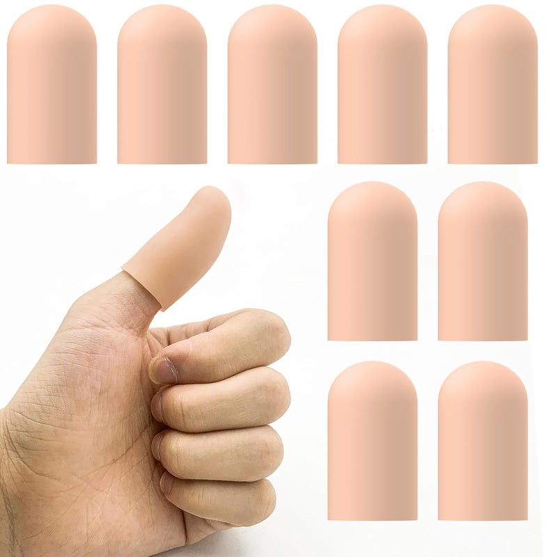 TYTDOUTER Gel Finger Cots for Thumbs, 10 Pcs Silicone Finger Caps, Rubber Finger Protector Covers for Trigger, Arthritis, Cracking, Peeling, Hangnail, Callus and Pain Relief, (Nude, Medium) - Image 1